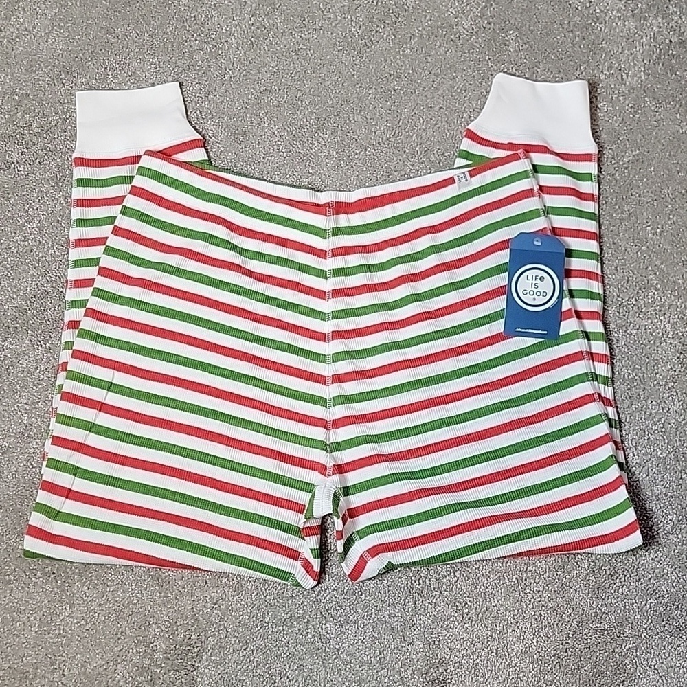 NWT Life is Good Men's ribbed stripped Christmas pajama bottoms